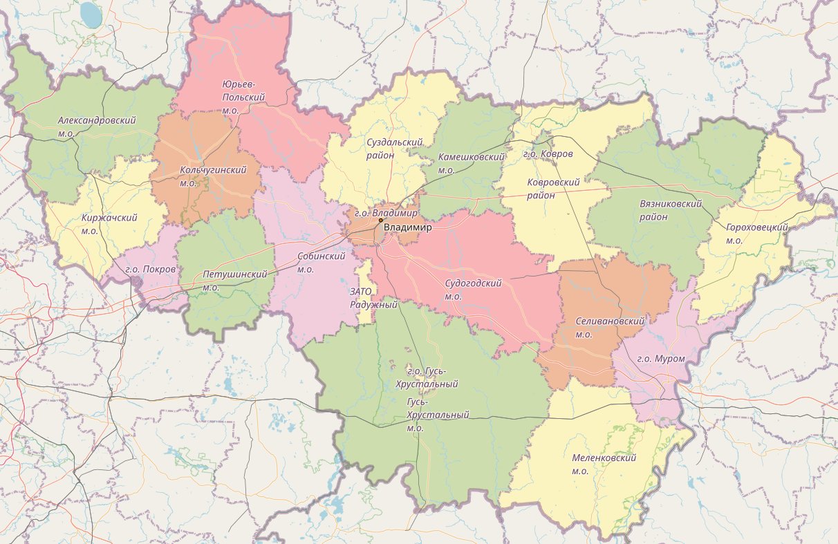 Карта Владимирской области